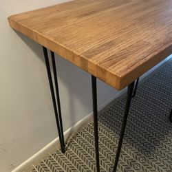 Mid-Century Modern Wood Console Table – Black Hairpin Legs (30" x 17.5")