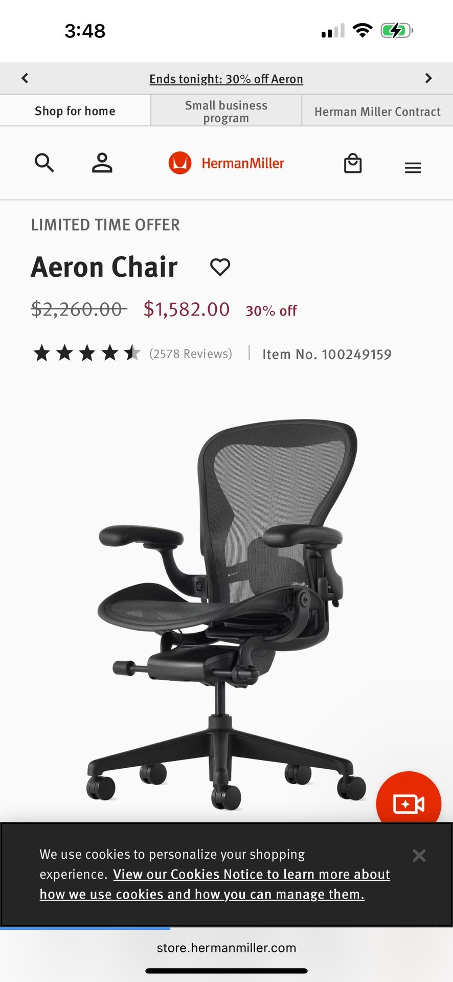 Herman Miller Big Model C Chair With $250 Add-On Headrest