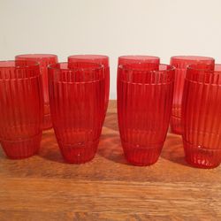 Set of 8 18 Oz. Red Rigid Plastic Tumblers
