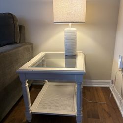 2 White End Tables 