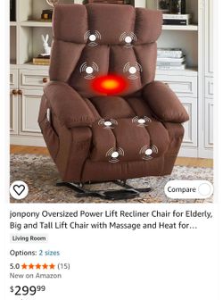 jonpony Oversized Power Lift Recliner Chair