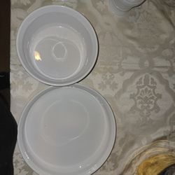 2 PC Corning Ware French Classic White Casserole Bakeware