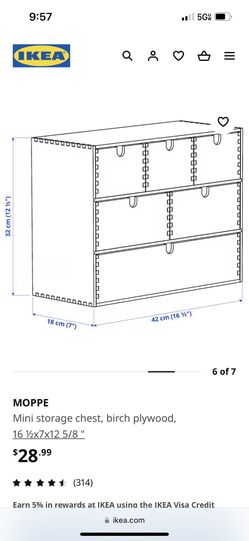 MOPPE Mini storage chest, birch plywood, 16 ½x7x12 5/8 - IKEA