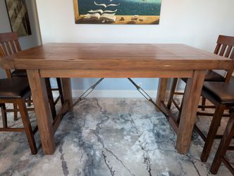 Tall Solid Wood Dining Room Table with 6 Chairs