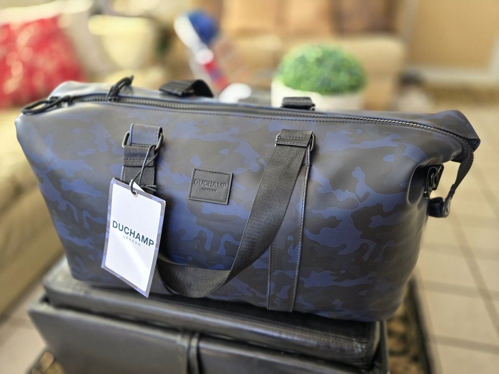 Duchamp Navy Camo Rubberized Duffle Bag W/ USB Port & Laptop Space