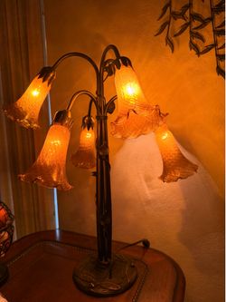 Meyda Tiffany Lighting 6 Light Dragonfly Pond Lily Glass Shades Lamp