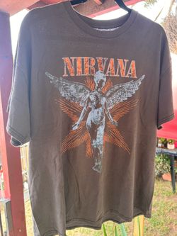 Large Grey 100 Percent Cotton Nirvana Shirt. No Holes.