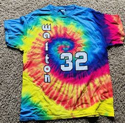 Bill Walton Day Tie Dye Shirt, Bandana & Button Fan Give A Way Size L Portland Trail Blazers