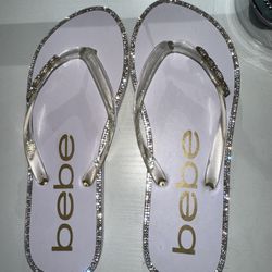BEBE RHINESTONE FLIP FLOPS
