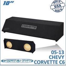 Black 10" Dual Sealed Sub Box, Fits 05-13 Chevy Corvette C6