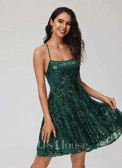slim fit dress slacks Sparkle V-Neck Dark Green Tight Homecoming Dress – FancyVestido main image 1