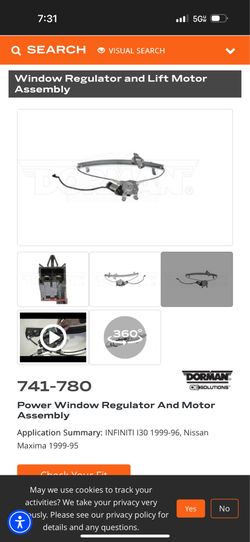 Window Regulator/Motor Assembly 96-99 I30/Maxima