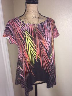 New Rock & Republic Blouse Top Tee Leaves