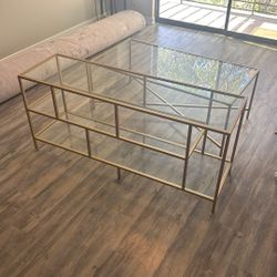 Gold Contemporary Coffee Table & Entertainment Console 