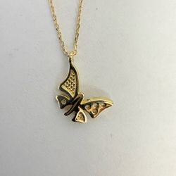 16” 14K Gold Butterfly Necklace