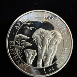 2015 African Wildlife Elephant Somoli Republic Silver One Ounce COIN