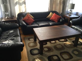 Hand crafted, hand scraped solid oak coffee table + side tables ( custom stain colors available)