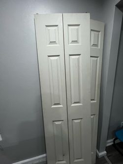 (2) White 6 panel closet