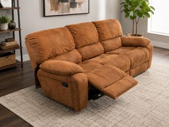 🚛🤎3-Seat Reclining Sofa in Caramel Fabric