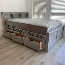 New Queen Bed With Storage And Mattress 