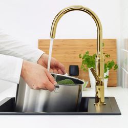 Kitchen faucet, polished brass color
