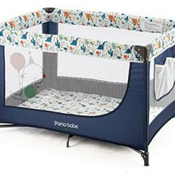 Pamo Babe Comfortable Playard,Sturdy Play Yard with Mattress(Blue)


