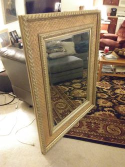 Mirror- Large gold leaf mirror, made in CA for private owner- beveled glass- in excellent condition