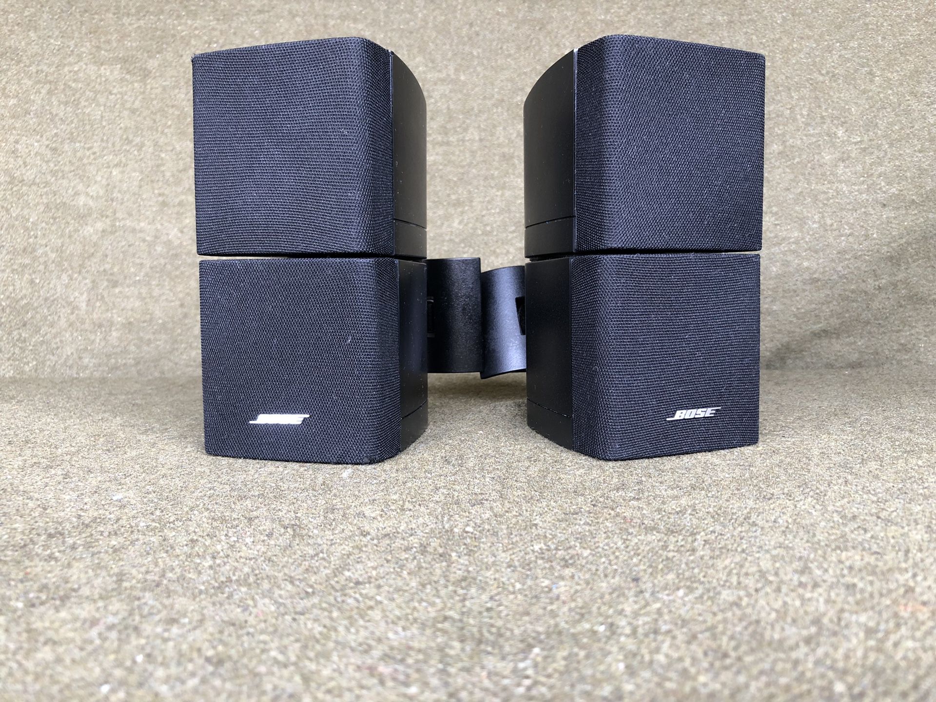Bose~ Double Cube Omni-directional surround speakers pair (2x) W/wall mount brackets universal 8 ohms 100watts..