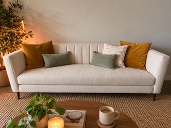 Modern Cream Fabric 3-Seater Sofa