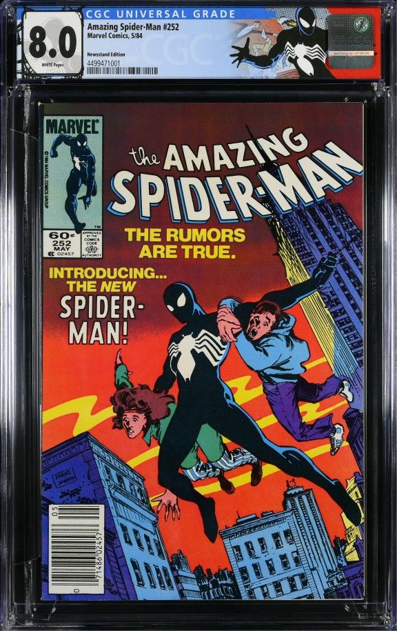 Amazing Spider-man #252 π Newsstand-First Appearance of The Symbiote Alien Costume (Venom) CGC GRADED W/ Label 1984 White Pages