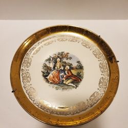 Vintage Derwood W.S George Crest-O-Gold 7.5" Salad Plate 22K Gold Couple Antique