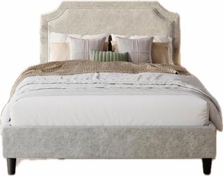 NEW Chenille Upholstered Queen Bed FRAME