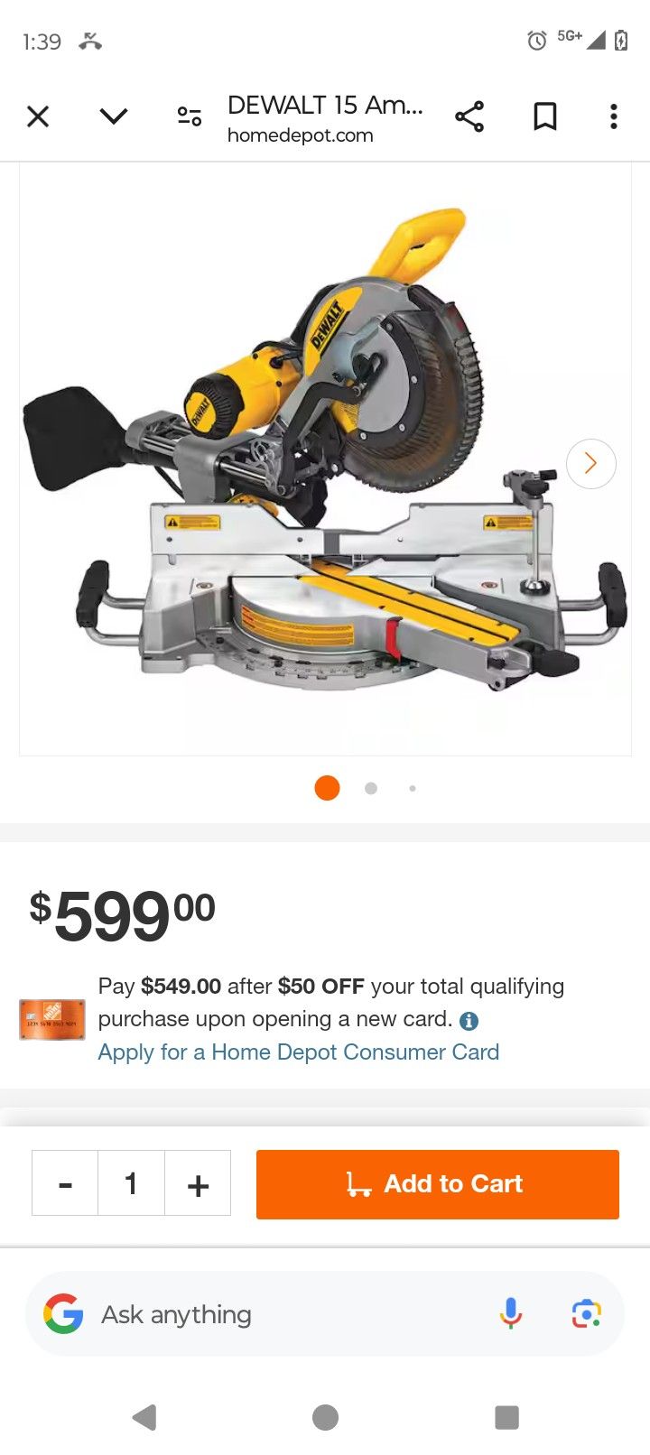 12 In DeWalt Sliding Compound Miter Saw