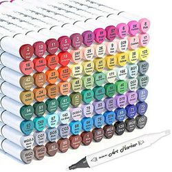 Shuttle Art 88 Colors Dual Tip Alcohol Based Art Markers, 88 Colors plus 1 Blender Permanent Marker Pens Highlighters with Case Perfect for Illustrati
