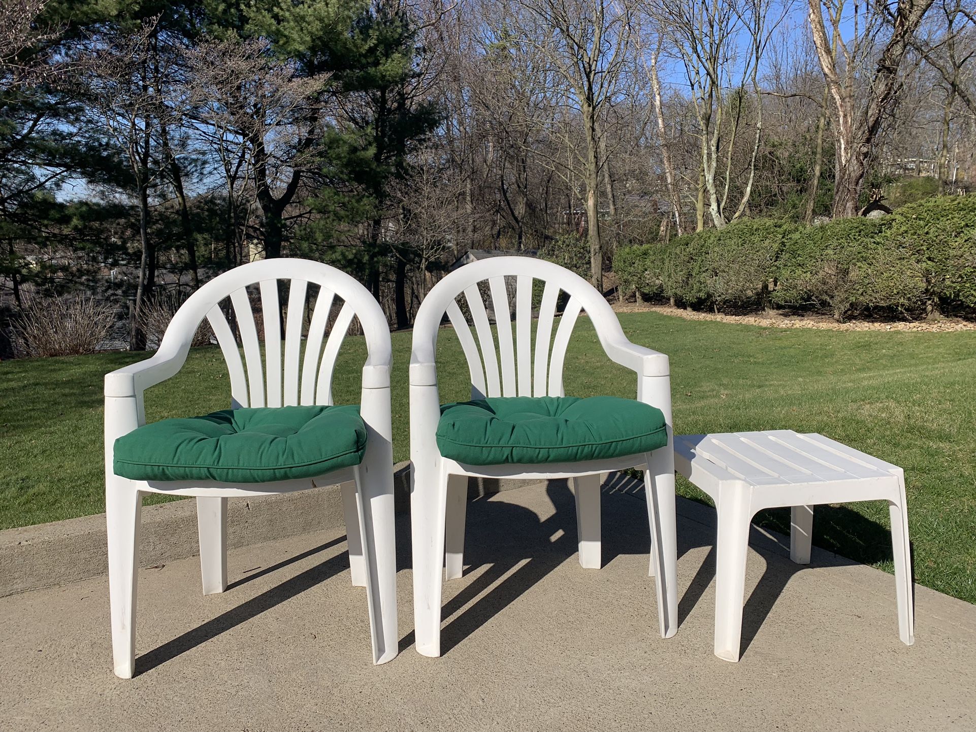 Stacking Chairs w/ Cushions & Table 