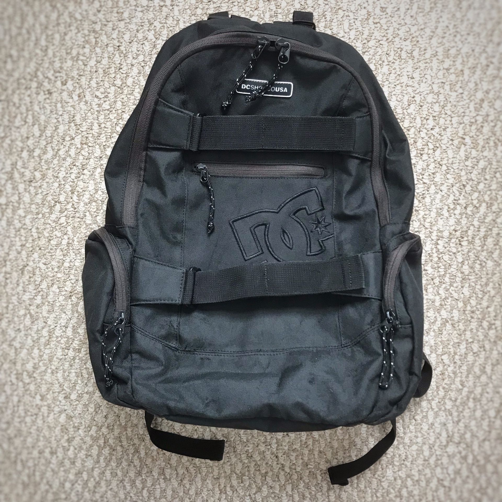 Used DC black skateboard backpack