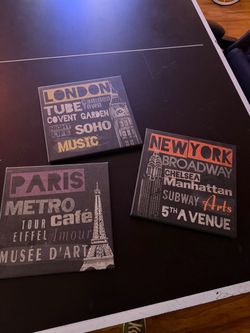 Set of 3 City Canvas Wall Art Prints