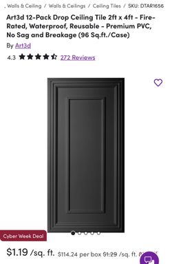 Art3d 12-Pack Drop Ceiling Tile 2ft x 4ft - Fire-Rated, Waterproof, Reusable - Premium PVC, No Sag and Breakage (96 Sq.ft./Case)