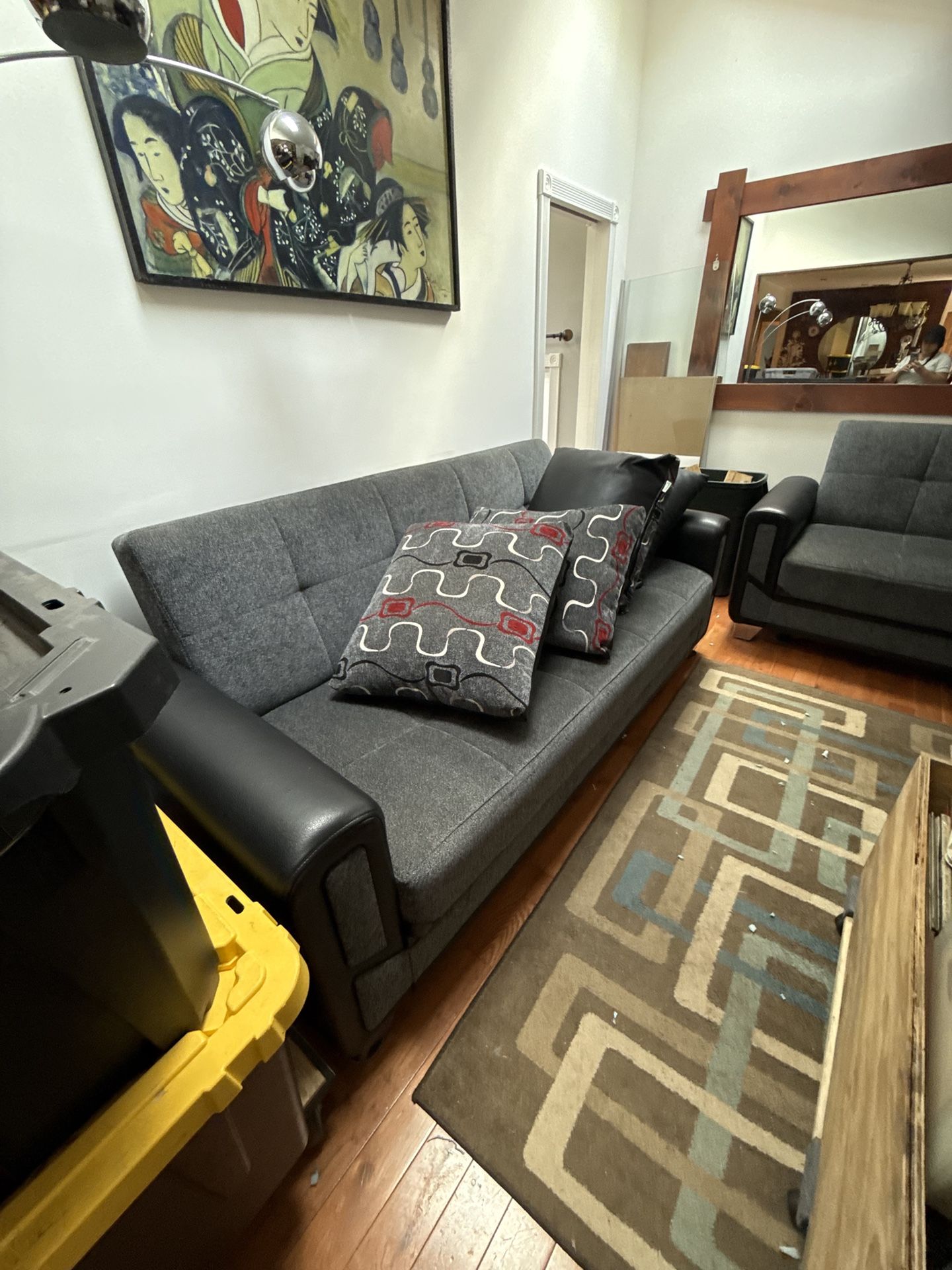 Convertible Sofa Bed with Built-In Storage – Stylish & Functional!