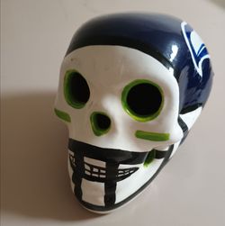 Seahawks hand-painted skull