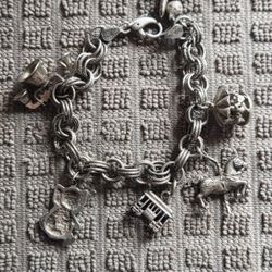 Vintage Carl-Art (C&B) Sterling Silver Charm Bracelet – Italian Double Link Chain