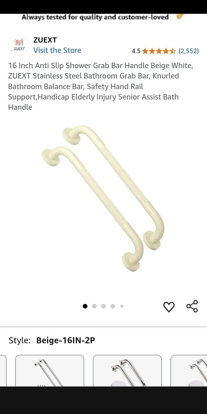 Pair Of Elderly Shower / Tub Support Bars