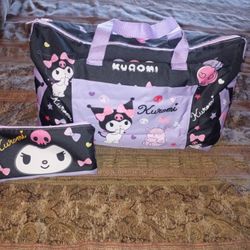 Kuromi Duffle Bag With Matching Pouch Bag