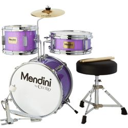 Mendini By Cecilio Kids Drum Set - Junior Kit w/ 4 Drums (Bass, Tom, Snare, Cymbal), Drumsticks, Drum Throne - Beginner Drum Sets & Musical Instrument