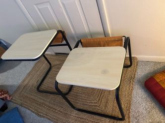 OLSERÖD Side table, anthracite/birch effect dark yellow