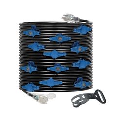 65 Feet Multi Outlet Extension Cord 12 Gauge,13 Nema 5-15R Evenly Spaced Outlets with Blue Indicators.Male Plug to Female Connector,Erboelec,ETL Liste