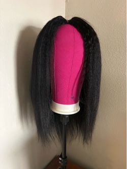 V Part Wig Human Hair Kinky Straight Human Hair Wig Upgrade Glueless U Part Human Hair Wig with Drawstring Half Wigs for Women No Leave Out No Sew In 