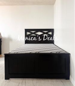 Full Solid Wood Bed With Memory Foam Mattress $500