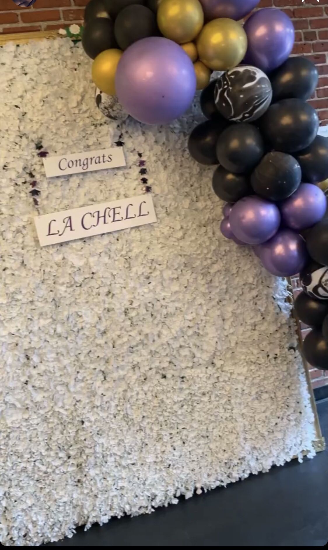 Flower Wall With Personalization And Balloon Garland
