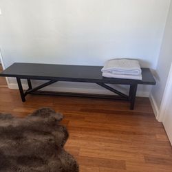 Black Solid Wood Bench